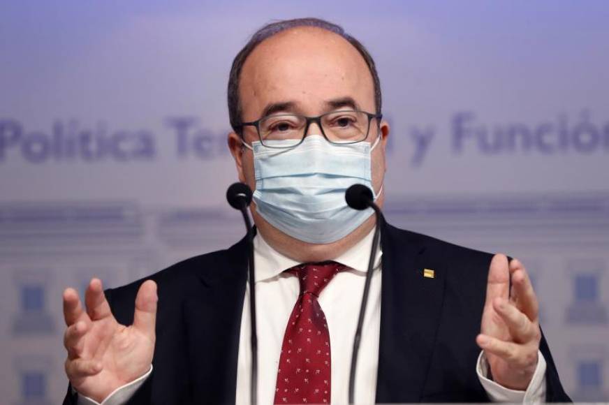 FOTOGRAFÍA. MADRID (ESPAÑA), 03.03.2021. El ministro de Política Territorial y Función Pública, Miquel Iceta, ofrece una rueda de prensa. Efe