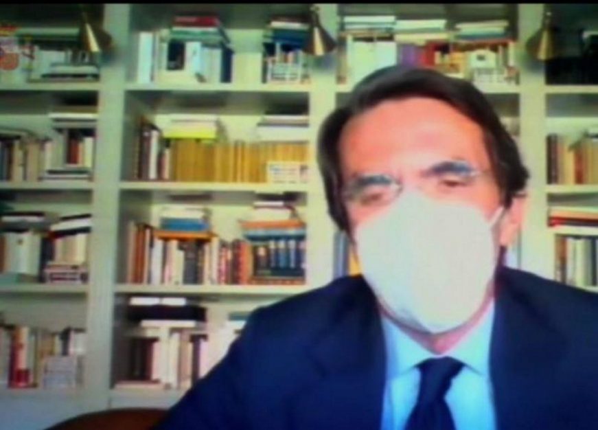 FOTOGRAFÍA. MADRID (ESPAÑA), 24.03.2021. Captura de vídeo de la declaración del expresidente del Gobierno José María Aznar. Efe