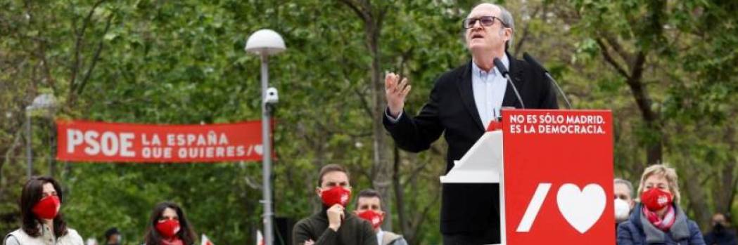 FOTOGRAFÍA. MADRID (ESPAÑA), 24.04.2021. María Gámez Gámez, Fernando Grande-Marlaska y Ángel gabilondo en un mitin PSOE. Efe (1)