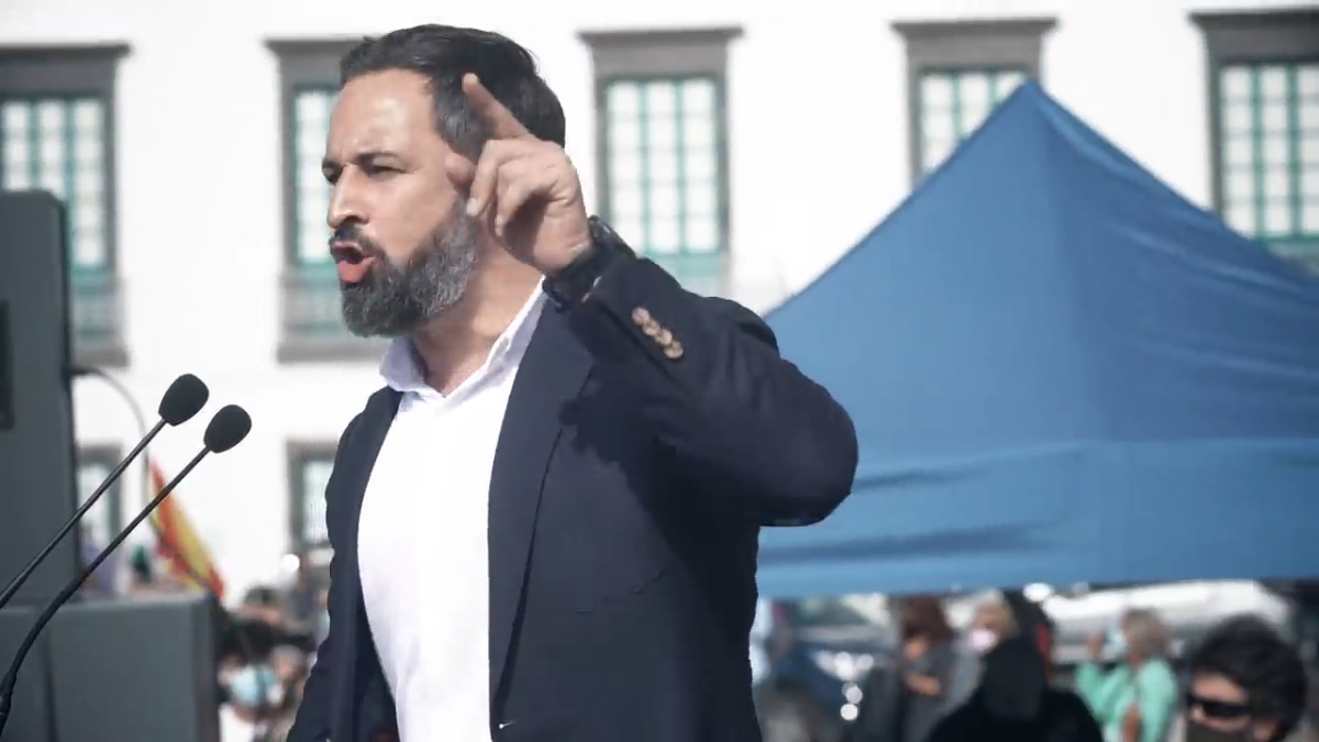 FOTOGRAFÍA. CEUTA (ESPAÑA), 24.05.2021. El presidente de Vox, Santiago Abascal Conde, ofrece una rueda de prensa en Ceuta. (Ñ Pueblo)