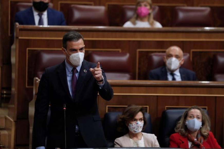 FOTOGRAFÍA. MADRID (ESPAÑA), 26.05.2021. El presidente del Gobierno, Pedro Sánchez, durante su intervención en la sesión de control al Ejecutivo de este miércoles en el Congreso. Efe