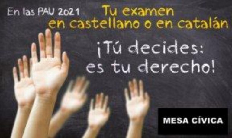 Campaña de «Mesa Cívica» para exámenes bilingües en Cataluña, Galicia, Valencia y Baleares