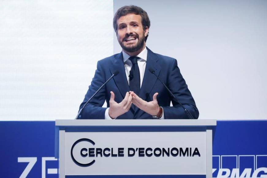 FOTOGRAFÍA. BARCELONA (ESPAÑA), 17.06.2021. El líder del PP, Pablo Casado, durante su intervención este jueves en la segunda jornada de la XXXVI Reunión del Círculo de Economía. Efe