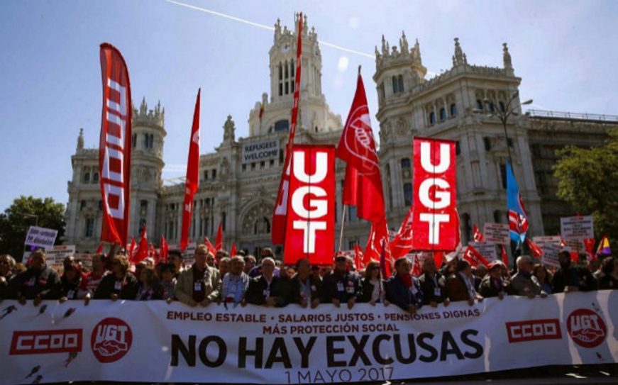 FOTOGRAFÍA. MADRID (ESPAÑA), 01.05.2017. La manifestación del Primero de Mayo ha arrancado en Madrid pasado el medio día con los líderes de CCOO y UGT. Efe