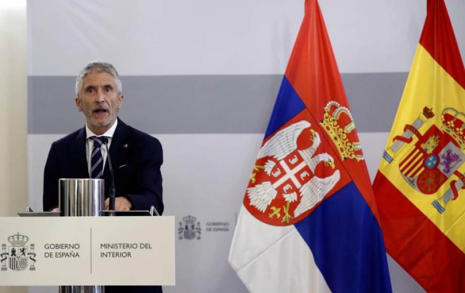 FOTOGRAFÍA. MADRID (ESPAÑA), 22.07.2021. El ministro de Interior español, Fernando Grande-Marlaska, da una rueda de prensa en el Ministerio del Interior. Efe