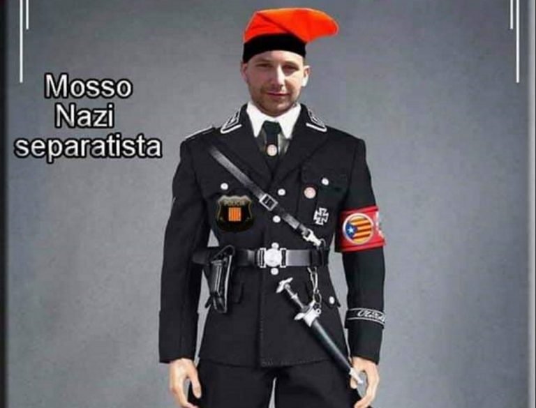 Un meme dice que el agente Albert Donaire Malagelada es un «Mosso d’Esquadra nazi separatista»