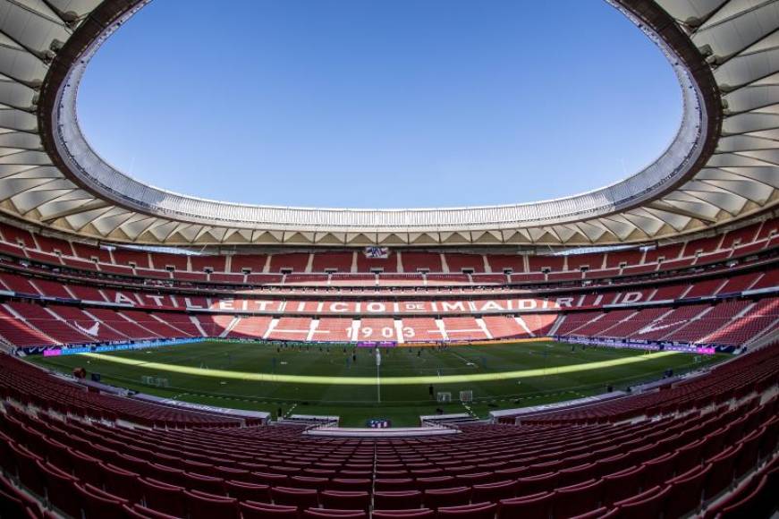 FOTOGRAFÍA. MADRID (ESPAÑA), 21.08.2021. Los jugadores del Atletico de Madrid durante el entrenamiento del equipo este sábado en el Estadio Wanda Metropolitano en Madrid. Efe