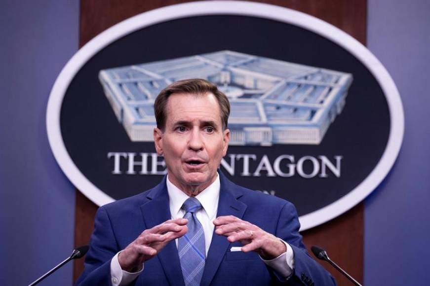 FOTOGRAFÍA. WASHINGTON (EEUU), 26.08.2021. En la imagen un registro del portavoz del Pentágono, John Kirby, quien anunció este jueves que se ha producido una explosión. Efe