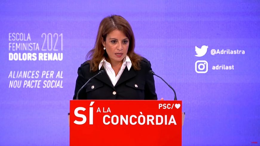 FOTOGRAFÍA. BARCELONA (ESPAÑA), 18.09.2021. La vicesecretaria general del PSOE, Adriana Lastra, ha afirmado este sábado que el PP de Pablo Casado es una «amenaza para las mujeres». Efe (1)