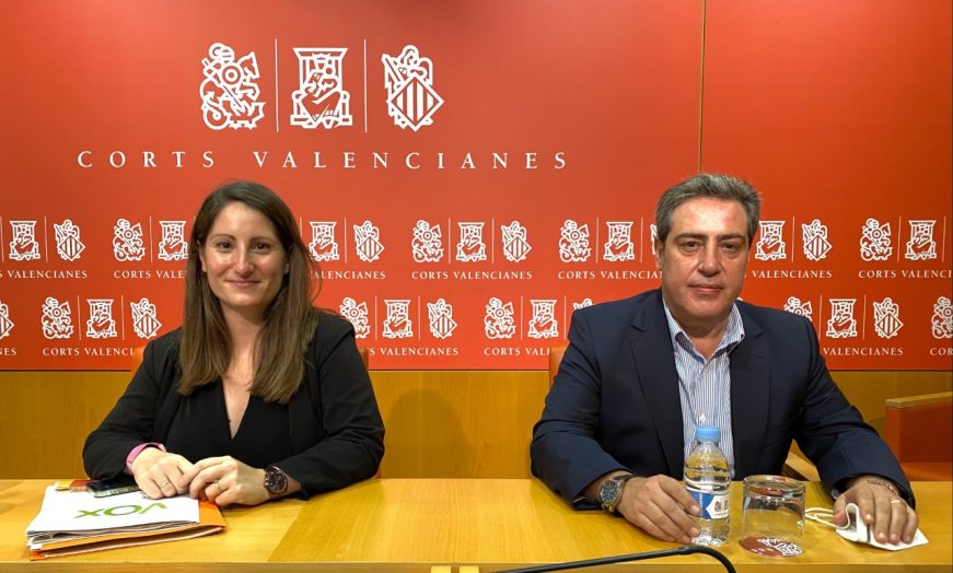 FOTOGRAFÍA. VALENCIA (ESPAÑA), 01.09.2021. la portavoz del grupo Parlamentario de VOX en el Parlamento autonómico de Valencia, Ana Vega Campos (i), José María Llanos. Ñ Pueblo