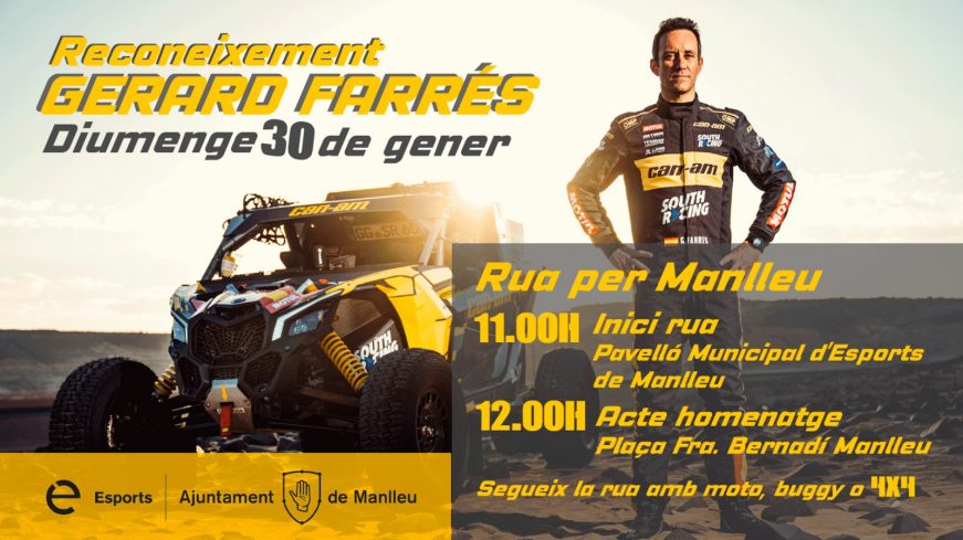 FOTOGRAFÍA. MANLLEU (ESPAÑA), 25.01.2022. Manlleu reconocerá a Gerard Farrés por su segundo puesto en el Dakar 2022. (Ñ Pueblo)