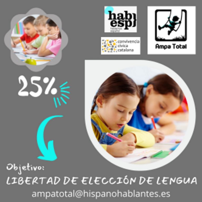 Nace actuando en Cataluña contra la prohibición del español/castellano, la Federación de Asociaciones de Madres y Padres (Ampa Total)