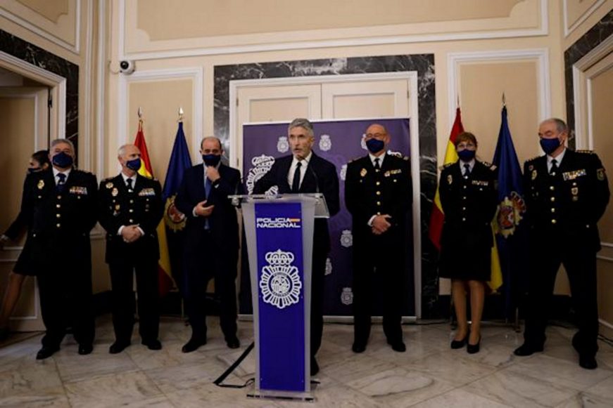 FOTOGRAFÍA. MADRID (ESPAÑA), 14.02.2022. El ministro del Interior, Fernando Grande-Marlaska, durante su intervención tras. Efe