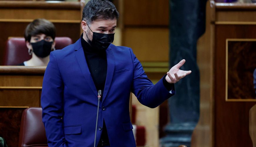 FOTOGRAFÍA. MADRID (ESPAÑA), 16.02.2022. Juan Gabriel Rufián Romero (Gabriel Rufián), durante una sesión del Congreso que ha valorado el éxito histórico de