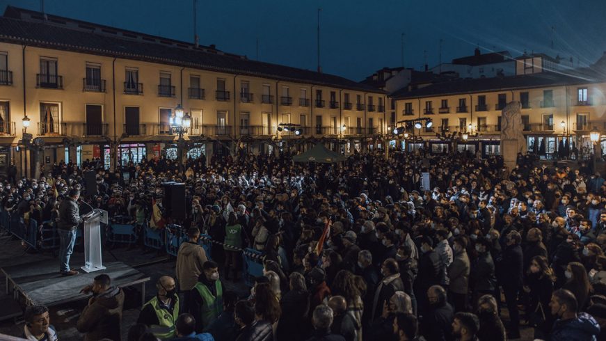FOTOGRAFÍA. PALENCIA (ESPAÑA), 04.02.2022. El presidente de VOX, Santiago Abascal Conde y candidato Juan García-Gallardo Frings en Palencia. Ñ Pueblo