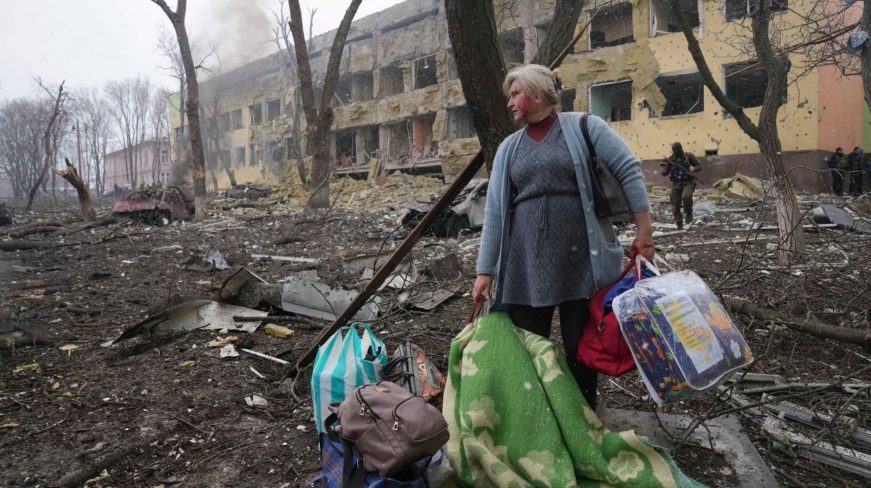 FOTOGRAFÍA. MARIÚPOL (UCRANIA), 09.03.2022. Detalle de la maternidad de un hospital de la ciudad de Mariupol (Ucrania) tras el bombardeo de las tropas invasoras rusas. Lasvocesdelpueblo (Ñ Pueblo). 