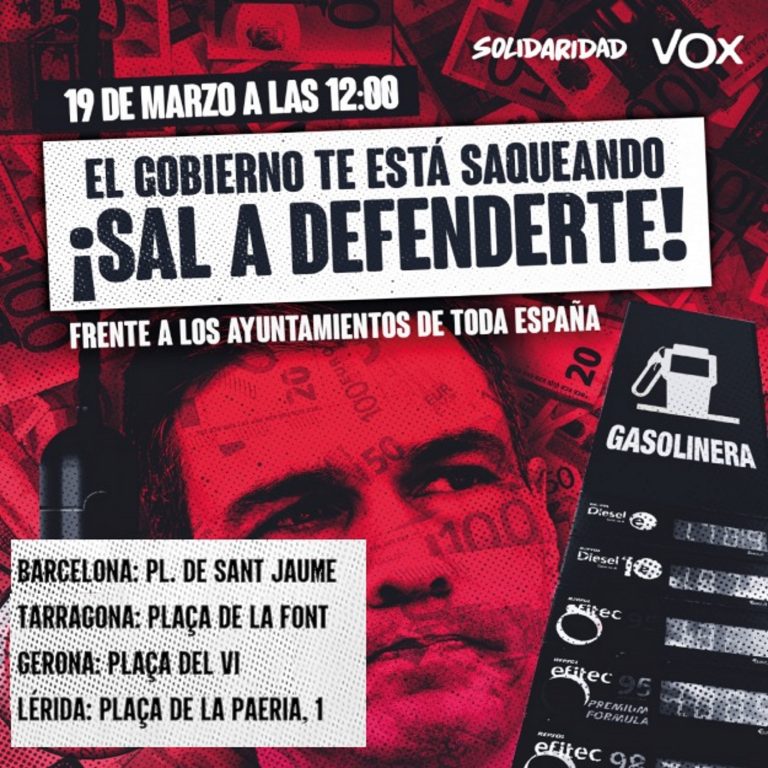 Garriga (VOX) llama a los catalanes a salir a la calle el 19-M contra la subida de la luz y los precios