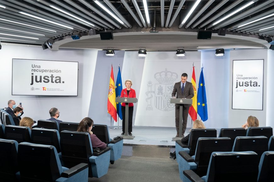 FOTOGRAFÍA. MADRID (ESPAÑA), 05.03.2022. El Gobierno, Pedro Sánchez Pérez Castejón, y la presidente de la Comisión Europea, Ursula Von der Leyen. Ñ PuebloV (4)