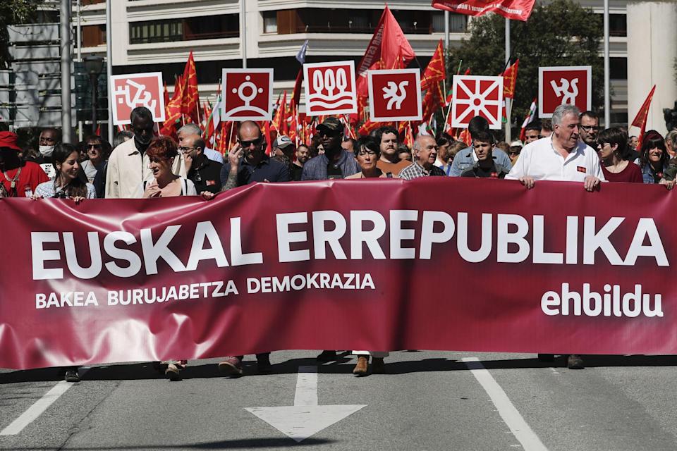 FOTOGRAFÍA. PAMPLONA (NAVARRA), 17.03.2022. Los separatistas celebran el Día de la Patria separatista Vasca (Aberri Eguna). Efe