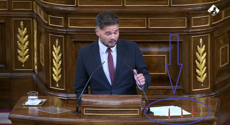 Debate sobre el estado de la Nación| Rufián (ERC) exhibe tres balas en el Congreso de los Diputados
