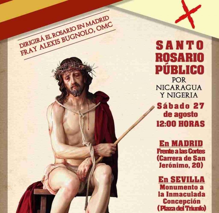 Convocan Rosarios públicos en Madrid y Sevilla «por los católicos perseguidos Nicaragua y Nigeria»