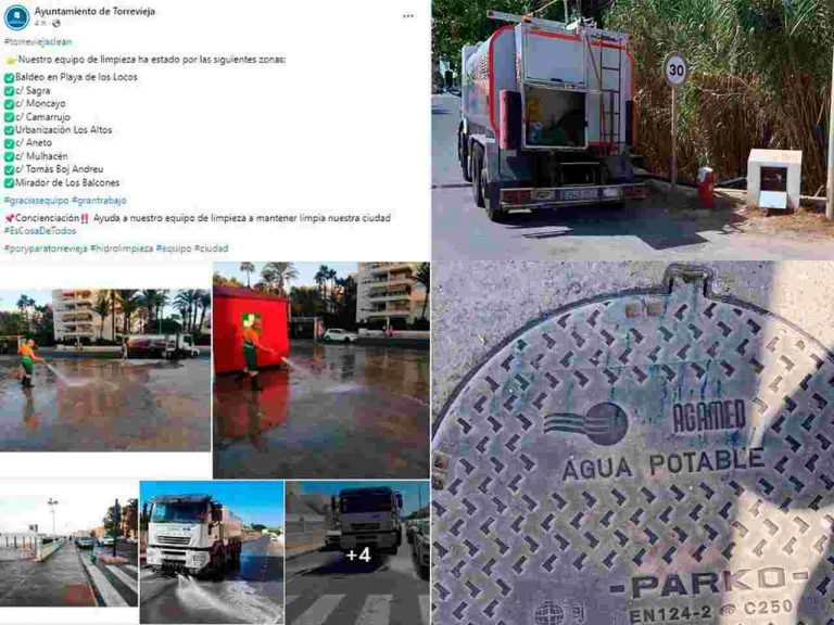 VOX denuncia el uso de «agua potable» en plena sequía para el baldeo por Gobierno del PP en Torrevieja (Alicante)