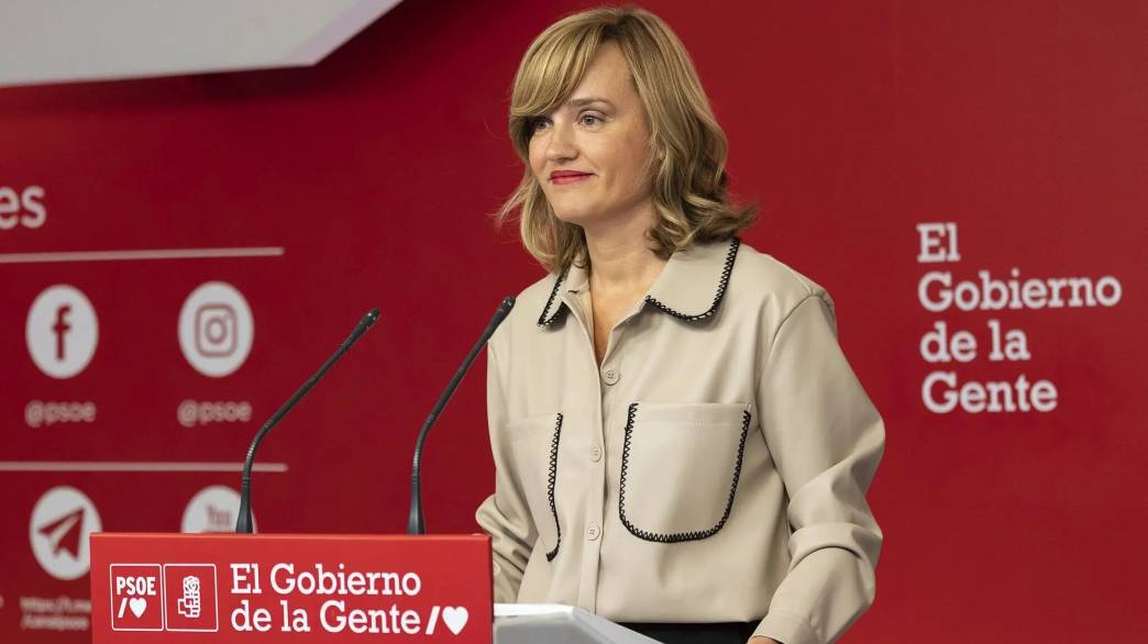 FOTOGRAFÍA. MADRID (ESPAÑA), 14.11.2022. La portavoz del PSOE, María del Pilar Alegría Continente, este lunes en rueda de prensa en la sede nacional de la formación roja socialista. Efe