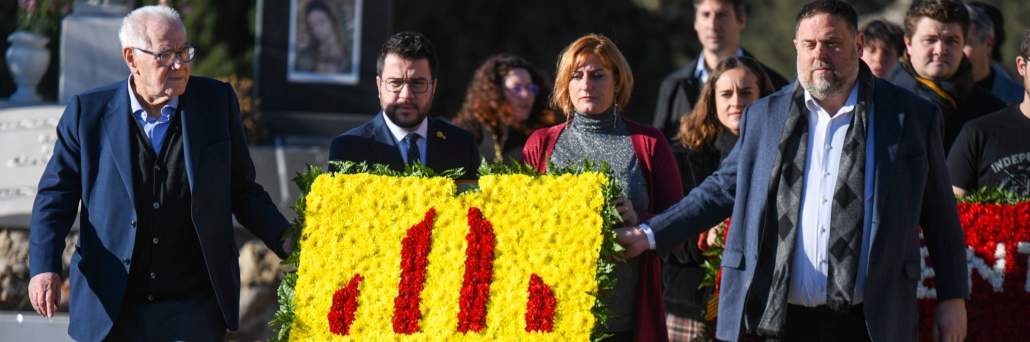 FOTOGRAFÍA. BARCELONA (ESPAÑA), 25.12.2022. El presidente del Gobierno minoritario de la Generalidad de Cataluña, Pere Aragonès García (2 i), y Oriol Junqueras Vies. Ñ Pueblo