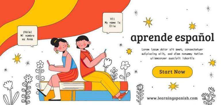 FOTOGRAFÍA. BARCELONA (ESPAÑA), 20.03.2023. La Justicia ordena enseñanza bilingüe con español de vehicular en Valencia. Diseño de banner en español dibujado a mano. castellano, español, idioma, estudiar español, estudiar castellano. Imagen creada por Freepik/Lasvocesdelpueblo (Ñ Pueblo)