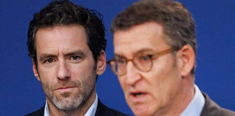 FOTOGRAFÍA. MADRID (ESPAÑA), 09.01.2023. El PP acusa a Pedro Sánchez de mentir sobre el viaje de Delcy Rodríguez . El PP ha anunciado quince minutos antes de la convocatoria de su rueda de prensa que el encargado de ofrecerla sería su portavoz de campaña electoral para el 28M, sin desvelar su identidad, quien será Francisco de Borja Sémper Pascual (Borja Sémper) (i), y el propio presidente del partido, Alberto Núñez Feijóo (d), ha anunciado ante los periodistas su designación. Francisco de Borja Sémper Pascual (Irún, 1976) regresa como portavoz del Comité de Campaña de los populares tras abandonar la política en enero de 2020, cuando fichó como director de Relaciones Institucionales de la consultora Ernst & Young. Efe