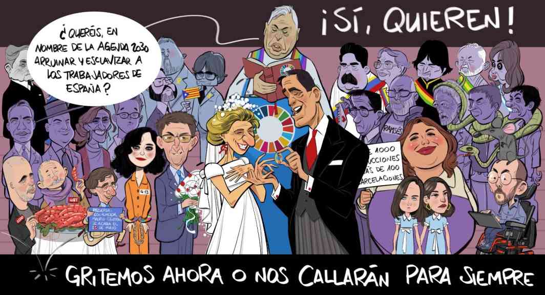 FOTOGRAFÍA. MADRID (ESPAÑA), 24042023. VOX ha desplegado en el centro de Madrid donde se denuncia la Agenda 2030. Ñ Pueblo (1)