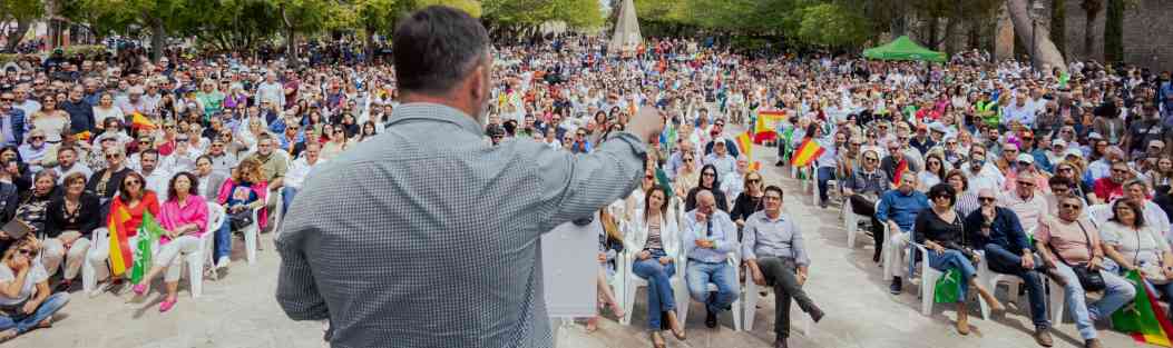 FOTOGRAFÍA. PALMA DE MALLORCA (ESPAÑA), 22.04.2023. Elecciones 28 de mayo. El líder nacional de VOX Santiago Abascal Conde. Ñ Pueblo (2)