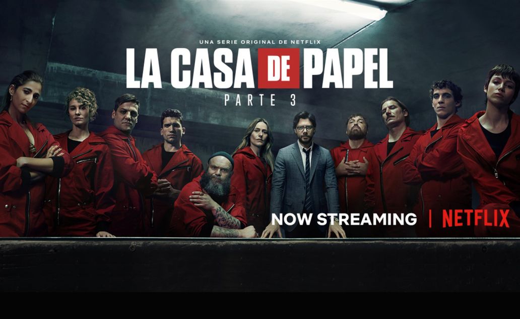 FOTOGRAFÍA. BARCELONA (ESPAÑA), 11 DE ABRIL DE 2023. Detalle de una foto de promocional de «La Casa de Papel 3». Ñ Pueblo
