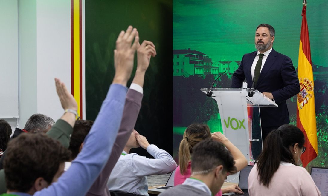 FOTOGRAFÍA. MADRID (ESPAÑA), 29 DE MAYO DE 2023. El presidente Nacional de VOX, Santiago Abascal Conde. Lasvocesdelpueblo