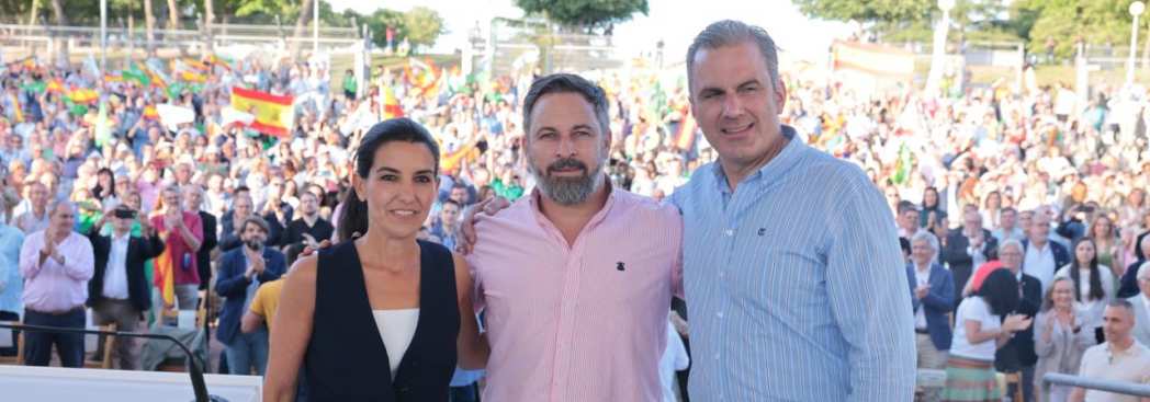 HORTALEZA (MADRID) SPAIN, 05 DE MAYO DE 2023- Santiago Abascal Conde, Rocío Monasterio San Martín, Francisco Javier Ortega Smith Molina. Lasvoces (7)
