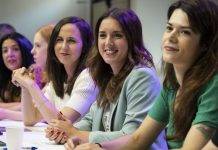 Sobre mujeres maltratadoras y la necesidad femenina de los Cuerpos de Seguridad FOTOGRAFÍA. MADRID (ESPAÑA), 17 DE JUNIO DE 2023. La presidente del Consejo Ciudadano de Podemos, Ione Belarra Urteaga (3 d), la secretaria Internacional y Relación con Otras Fuerzas, Idoia Villanueva (i), la secretaria de Organización y Formación, Lilith Verstrynge (2i), la ministra de Igualdad y secretaria de Acción de Gobierno del partido, Irene Montero (2d), y la portavoz del Partido, Isabel Serra Sánchez (Isa Serra) (d), durante la celebración del Consejo Ciudadano de Podemos este sábado en Madrid. Efe