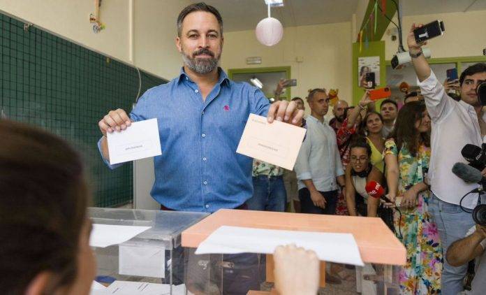 FOTOGRAFÍA. MADRID (ESPAÑA), 23 DE JULIO DE 2023. El candidato de VOX a la Presidencia de Gobierno de España , Santiago Abascal Conde. Lasvocesdelpueblo