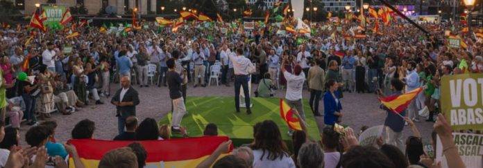 FOTOGRAFÍA. PLAZA COLÓN DE MADRID. El candidato de VOX a la Presidencia del Gobierno, Santiago Abascal Conde. Lasvocesdelpueblo (1)