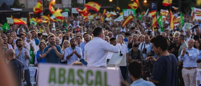FOTOGRAFÍA. PLAZA COLÓN DE MADRID. El candidato de VOX a la Presidencia del Gobierno, Santiago Abascal Conde. Lasvocesdelpueblo (2)