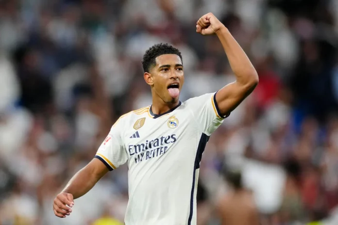 FOTOGRAFÍA. MADRID (ESPAÑA), 2 DE SEPTIEMBRE DE 2023.- El centrocampista inglés del Real Madrid Jude Bellingham celebra