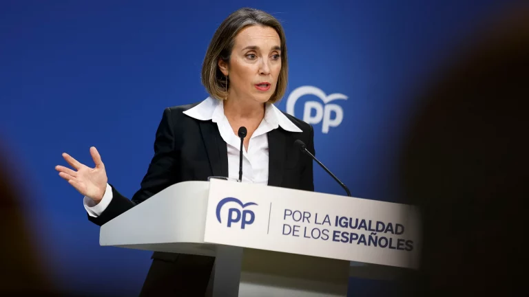 FOTOGRAFÍA. MADRID (ESPAÑA), 30 DE OCTUBRE DE 2023. La portavoz del PP en el Congreso, Cuca Gamarra durante la rueda de prensa posterior a la reunión del Comité de Dirección de la formación, este lunes en Madrid. Efe