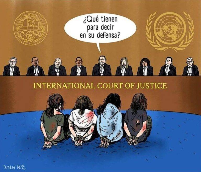 FOTOGRAFÍA. LA HAYA (PAÍSES BAJOS), 11 DE ENERO DE 2024. El fallo de CPI permite a Israel actuar en Rafah (Gaza) "en la medida es calificada y preserva el derecho de Israel a prevenir y repeler[...]. Ilustración con Inteligencia Artificial de un grupo de tres niñas israelíes, aún en cautiverio en el califato islámico de Gaza en mano de la banda terrorista islamista Hamás y la Jihad Islámica Palestina, desde el pasado 7 de octubre de 2023 (7-O), coincidiendo de con una increíble querella de los socios de los terroristas islamistas, liderados por Sudáfrica, contra las víctimas de la masacre del Sabbath negro (7-O) y su patria Israel contra quienes acusan de "genocidas". Varios países, entre ellos alemania, Estados Unidos, canadá, Paraguay y Reino Unidos han rechazado la acusación por infundada y han respaldado a Israel ante esta Corte Penal Internacional de Justicia (CPI) y han reclamado el derecho del país judío a defenderse contra los asesinos terroristas y violadores palestinos. "La organización terrorista Hamas asesinó, quemó, masacró, violó y secuestró a civiles israelíes. La carta fundacional del Hamas llama a asesinar judíos y los líderes de Hamas dicen que repetirían el 7 de octubre una y otra vez hasta aniquilar a Israel. Y sin embargo, es Israel el que está siendo acusado. Sin ninguna base fáctica o jurídica. Israel seguirá defendiéndose y seguirá actuando conforme al derecho internacional", denuncia el pueblo hebreo. Artículo 7 del Estatuto de Roma de la CPI (Corte Penal Internacional). Israel en Español/Lasvocesdelpueblo (Ñ Pueblo)