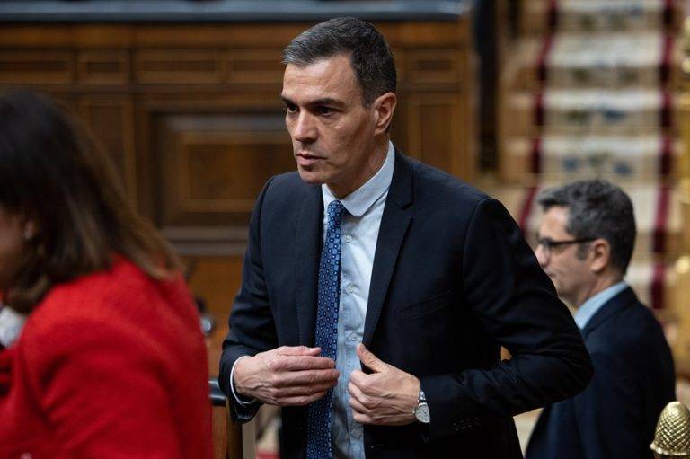 FOTOGRAFÍA. MADRID (ESPAÑA), 30 DE ENERO DE 2024. Sánchez lleva al Procés ante Tribunales y borra Desjudicialización. El Congreso dice 'no' a la amnistía. No a la amnistía: Votos emitidos 350. Votos 'sí' 171. votos 'no' 179. El presidente del gobierno y líder del Partido Socialista, Pedro Sánchez Pérez-Castejón, en el pleno extraordinario del Congreso de los Diputados sobre Ley Orgánica de Amnistía para la Normalización Institucional; Política y Social en Cataluña, que ha fracasado porque la derecha separatista del golpista fugado de la Justicia española Carles Puigdemont Casamajò, Junts per Catalunya (JxCat), ha votado 'no' al considerar que la ley no protege del todo a sus golpistas en materia del terrorismo y corrupción. Junts mantiene el 'no' a la amnistía. Efe