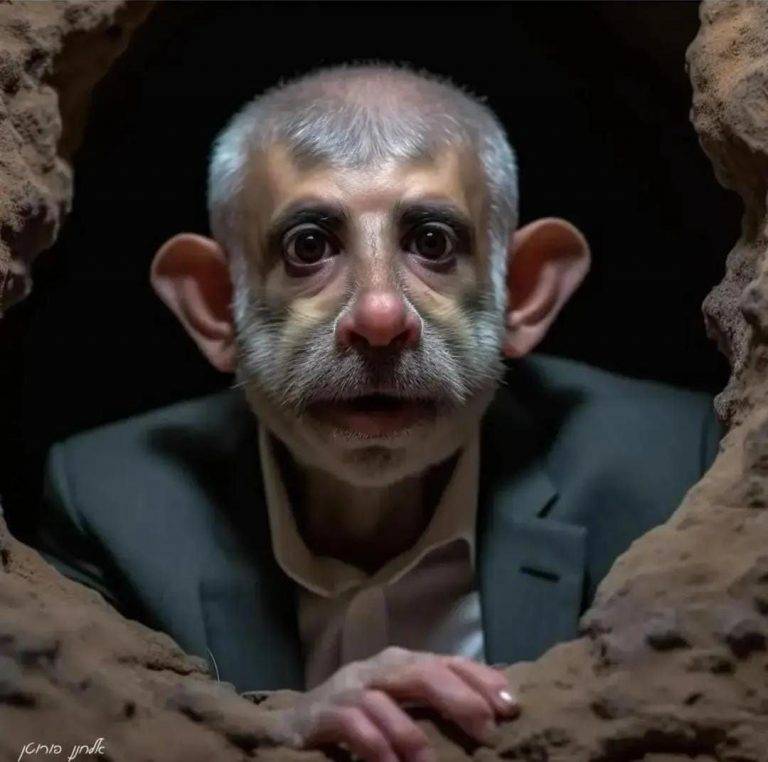 FOTOGRAFÍA. GAZA (PALESTINA), 07 DE OCTUBRE DE 2024. Sinwar pide el compromiso de Israel a no eliminarlo. Mohammed Sinwar supervisa escondites y movimientos de Yahya Sinwar.- Yahya Sinwar es el asesino terrorista islamista, líder militar del grupo yihadista Hamás en la Franja de Gaza (Palestina) y autor intelectual de los ataques terroristas del Sabbath negro, 7 de octubre de 2023, en los en los Kibutzs y en el desierto en el festival nava del sur del país judío; una masacre de civiles y violaciones grupales y masivas de niñas y mujeres israelíes, además de secuestros, tras dejar atrás un apocalipsis de cadáveres de "1.400 muertos". Ilustración hecha por Inteligencia Artificial (IA). Sinwar planeó el 7-O. Fuerzas de Defensa de Israel (FDI)/Lasvocesdelpueblo (Ñ Pueblo)