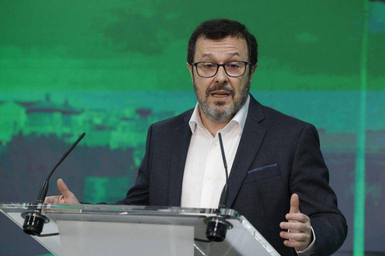 FOTOGRAFÍA. MADRID (REINO DE ESPAÑA), 25 DE MARZO DE 2024. VOX va a desmontar el mito del PNV. El portavoz de Vox, José Antonio Fúster, ofrece una rueda de prensa posterior al Comité de Acción Política (CAP) de VOX en la sede nacional de los verdes del Reino español en calle Bambú 12 de la capital dle país de don Quijote. Lasvocesdelpueblo (Ñ pueblo) 
