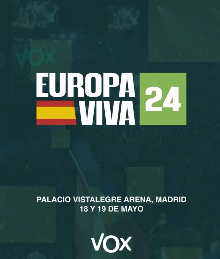FOTOGRAFÍA. MADRID (REINO DE ESPAÑA), 20 DE MARZO DE 2024. Programa Europa Viva 24 de VOX. VOX convoca EUROPA VIVA 24 el 18 y 19M en Vistalegre. Con vistas puestas a la elecciones europeas de junio, la Asamblea multitudinaria de VOX contará con la participación de políticos europeos. Además, en estas jornadas abiertas a los simpatizantes y militantes quienes deben solicitar su entrada gratuita en el Palacio Vistalegre a través de la página web del evento, Europa Viva 24 contará con conferencias, discursos, encuentros, zona comercial y gastronómica, y actividades lúdicas para pequeños y mayores. Lasvocesdelpueblo (Ñ Pueblo)