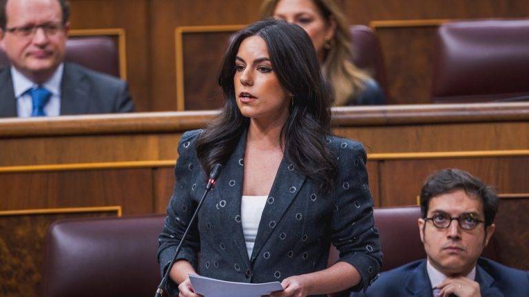 FOTOGRAFÍA. MADRID (REINO DE ESPAÑA), 03 DE ABRIL DE 2024. VOX quita el IRPF a familias de 4 hijos y rentas de 22.000 €. La portavoz del Grupo Parlamentario del partido de los obreros españoles y tercera fuerza política en España, VOX, María José Rodríguez de Millán Parro (Pepa Millán), interpela al régimen sanchista sobre la actualidad política en el país de don Quijote durante una sesión de control al sanchismo. Lasvocesdelpueblo (Ñ Pueblo)