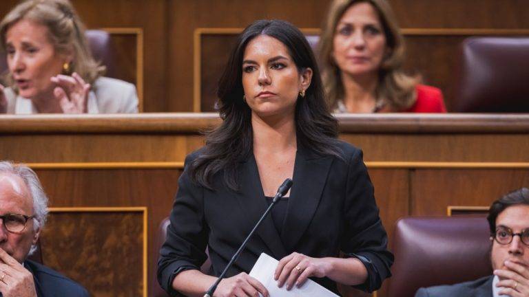 FOTOGRAFÍA. MADRID (REINO DE ESPAÑA), 10 DE ABRIL DE 2024. Papel de Begoña Gómez en los contratos públicos. La portavoz del Grupo Parlamentario de VOX en el Congreso de los Diputados, María José Rodríguez de Millán Parro (Pepa Millán), ha interpelado al ministro de la Presidencia, Justicia y Relaciones con las Cortes de España y miembro del Partido Socialista Obrero Español (PSOE), Félix Bolaños García, a la que le ha preguntado: "¿Va a explicar el Gobierno el papel de María Begoña Gómez Fernández (Begoña Gómez) en los contratos públicos?". Lasvocesdelpueblo  (Ñ Pueblo)
