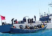 Tensión en aguas Canarias FOTOGRAFÍA. OCÉANO ATLÁNTICO (AGUAS INTERNACIONALES), 16 DE MARZO DE 2024. Tensión en aguas Canarias. Detalle de un buque de la Marina Real de Marruecos operando en aguas internacionales. El Ejército marroquí informó que ha interceptado en varias patrullas marítimas llevadas a cabo ayer viernes en el Océano Atlántico a un total de 269 inmigrantes ilegales, la mayoría de origen subsahariano, que querían ir a las Islas Canarias (Reino de España). Efe