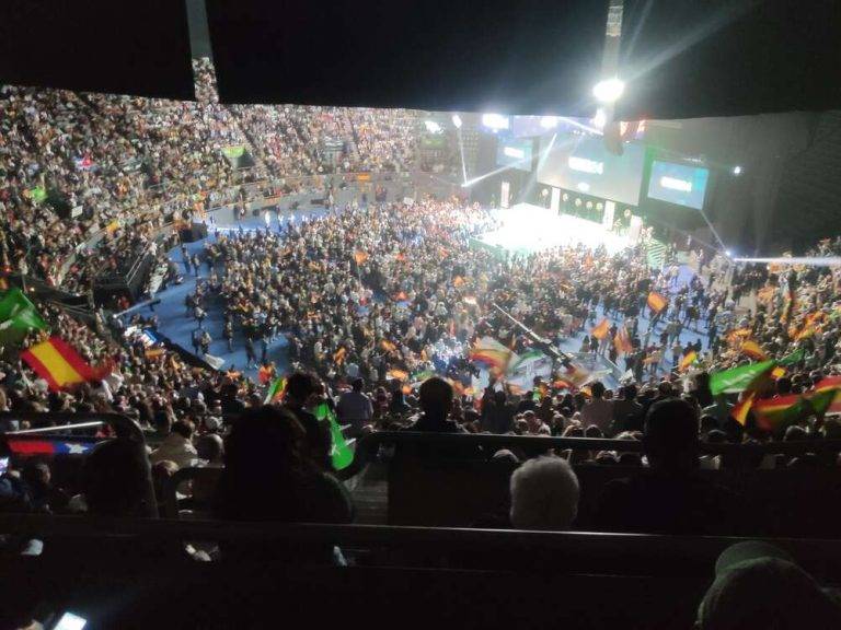 FOTOGRAFÍA. MADRID (REINO DE ESPAÑA, 19 DE MAYO DE 2024. Titulares que mienten sobre VOX.- La Resistencia internacional y el patriotismo internacional destruyen el socialismo en Madrid ante más de 10.800 partidarios de su última jornada de Asamblea "Europa Viva 24", que ha organizado do Vox, con protagonistas: Abascal, Milei, Meloni, Le Pen, José Antonio Ortega Lara, Roger Severino, Matt y Mercedes Schlapp, José Antonio Kast, Andrés Ventura, Buxadé, Amichai Chikli, Víktor Orbán y Mateusz Morawiecki, en el Palacio de Vistalegre de la Comunidad de Madrid. Lasvocesdelpueblo (Ñ Pueblo)